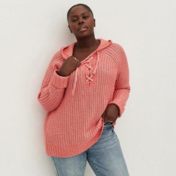 Torrid Rose Chunky Pullover Hooded Raglan Sweater - Picture 5 of 10